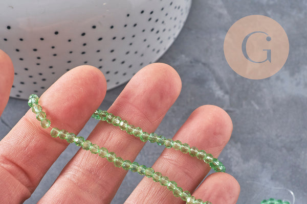 3.5mm clear light green crystal abacus beads, x1 strand of 29cm VALID