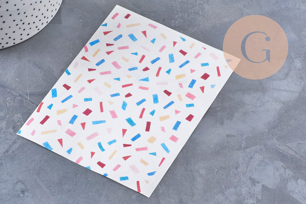 Feuille de transfert polymère – Motif confetti 14x10 cm, x1