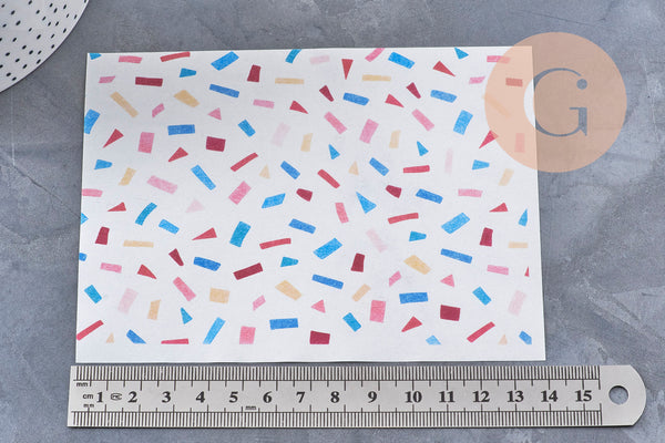 Feuille de transfert polymère – Motif confetti 14x10 cm, x1