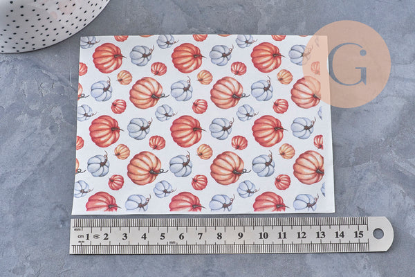 Feuille de transfert polymère – Motif automne Citrouilles 14x10 cm, x1 (G11012)