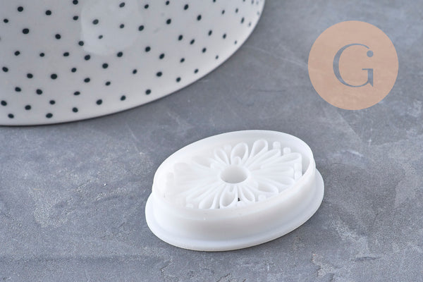 Emporte-Pièce Pâte polymère Ovale Fleur créole interchangeable 40mm, x1 (G10997)
