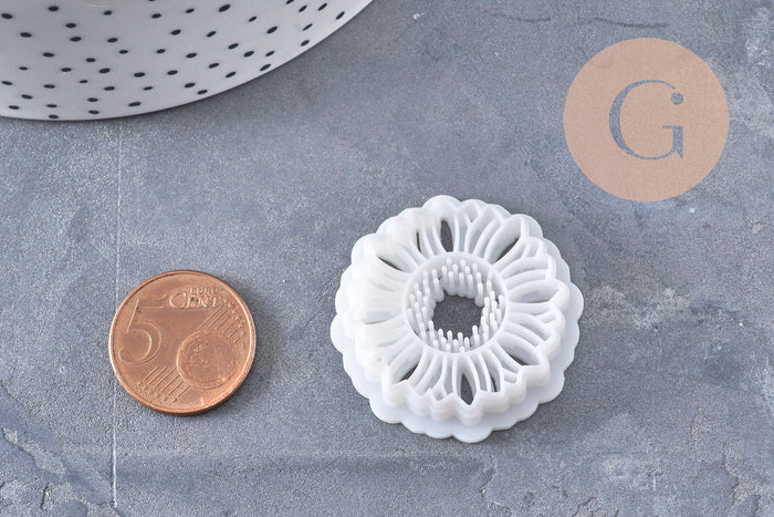Emporte-Pièce Pâte polymère rond Fleur tournesol créole interchangeable 30mm, x1 (G10996)