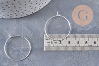 Anneaux créoles acier inoxydable 316 argenté 30mm, x20 (G11003)