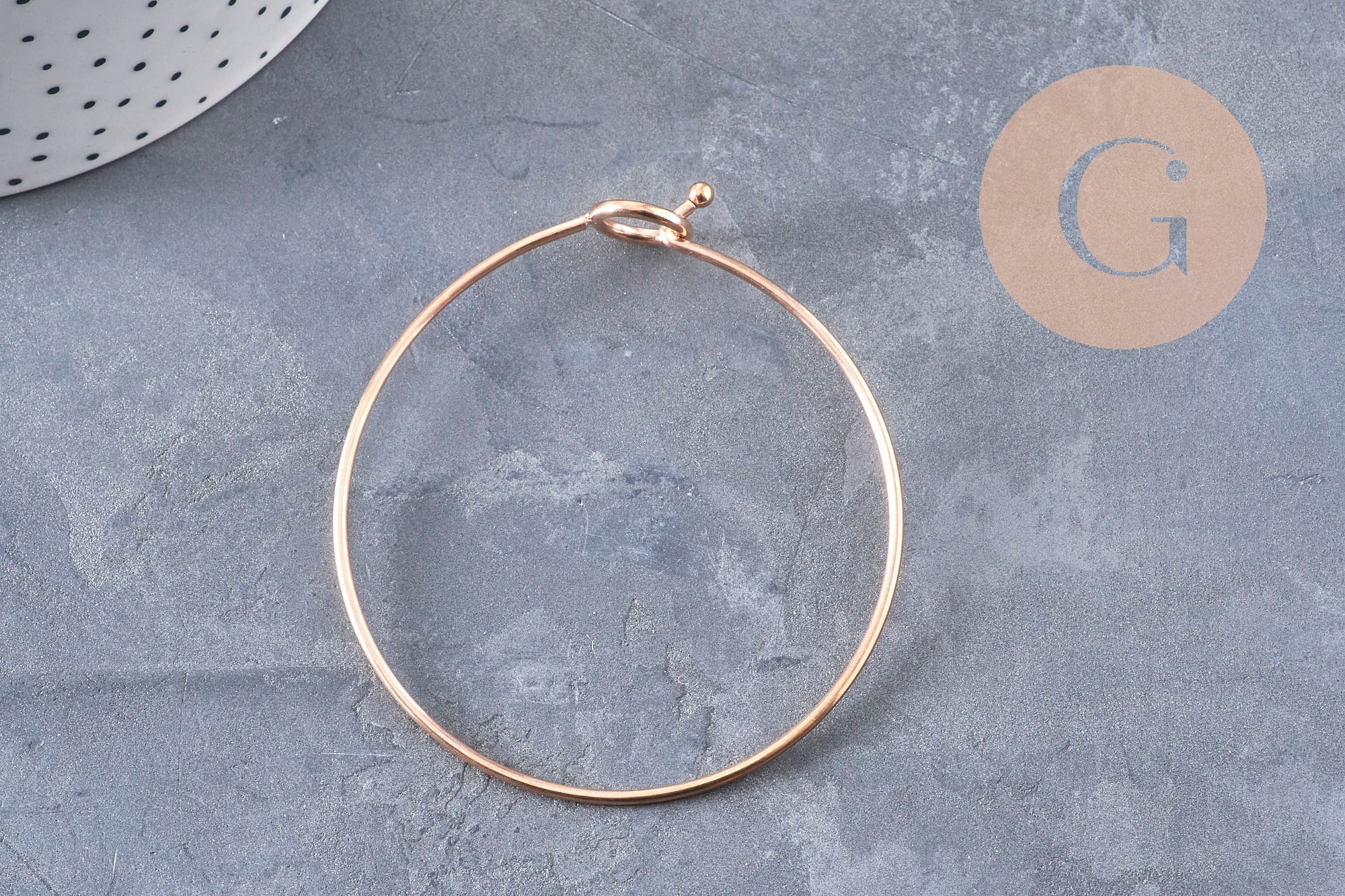 Bracelet jonc ouvrable rond 1.5mm acier 304 inoxydable or rose IP 60mm, x1 (G11029)