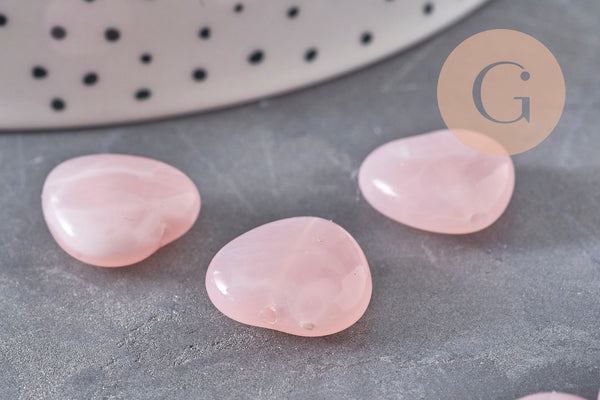 Perle coeur acrylique imitation pierre 15mm, x10 (G11040)