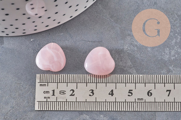 Perle coeur acrylique imitation pierre 15mm, x10 (G11040)