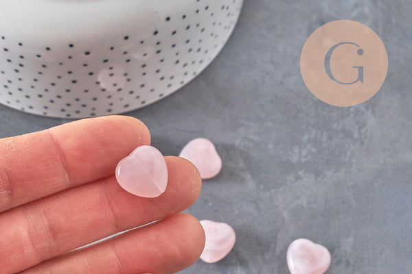 Perle coeur acrylique imitation pierre 15mm, x10 (G11040)