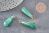Pendentif goutte aventurine naturel laiton & acier doré 38mm, x1 (G11051) VALIDE