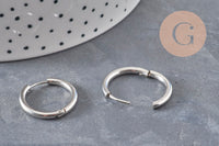 Créoles interchangeable acier 304 inoxydable platine 20mm, x1 paire (G11048)