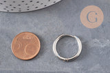 Créoles interchangeable acier 304 inoxydable platine 20mm, x1 paire (G11048)