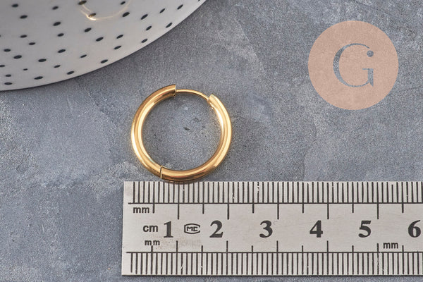 Créoles interchangeable acier 202 inoxydable doré IP 20mm, la paire (G11049)