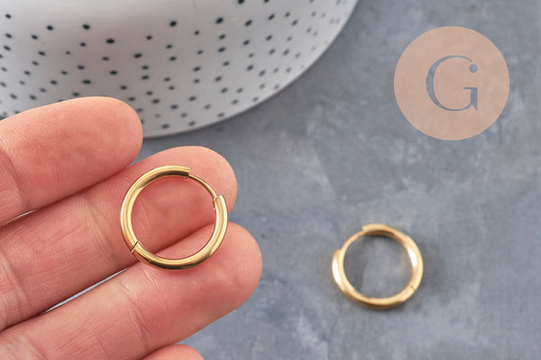 Créoles interchangeable acier 202 inoxydable doré IP 20mm, la paire (G11049)