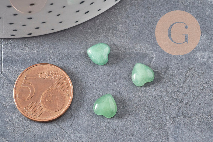 Cabochon coeur aventurine naturelle 8x8mm, x1 (G11044)