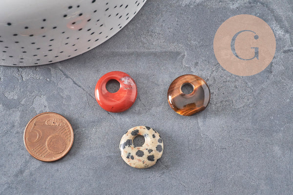 Pendentif rond avec trou pierre naturelle 18mm, x1 (G11067)