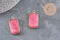 Pendentif rectangle jade naturel rose facettes laiton doré 31mm, x1 (G11043)
