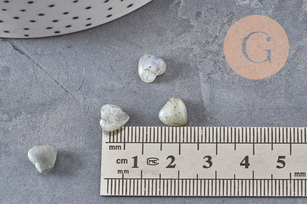 Cabochon coeur labradorite naturelle 8x8mm, x1 (G11047)