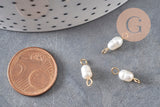 Pendentif connecteur perle naturelle acier 304 inoxydable 11.5mm, x1 (G11053)