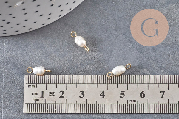 Pendentif connecteur perle naturelle acier 304 inoxydable 11.5mm, x1 (G11053)