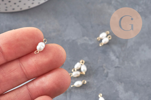 Pendentif connecteur perle naturelle acier 304 inoxydable 11.5mm, x1 (G11053)