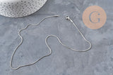 Collier chaine serpent acier inoxydable platine 1.5mm/45cm, x1 (G11065)