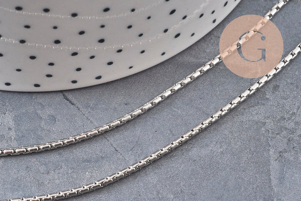 Collier Chaine serpent acier inoxydable platine 2mm/50cm, x1 (G11058)