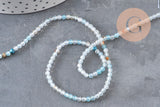Perles Agate naturelle bleu ciel facettées 3mm, x1 fil de 38cm (G11094)