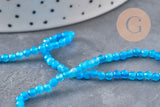 Perles Agate naturelle bleu facettées 3mm, x1 fil de 38cm (G11096)