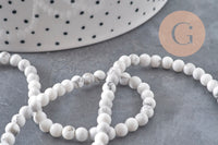 Perle ronde howlite blanche naturelle 4mm, x1 fil de 38cm (G11091)