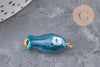 Pendentif poisson porcelaine multicolore Acier 304 inoxydable doré 25mm, x1 (G9816)