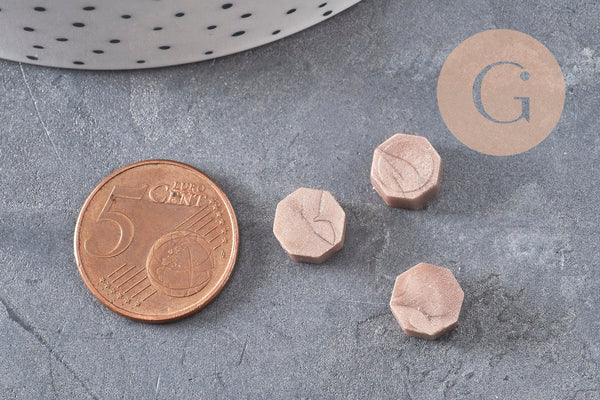 Granulés cire beige taupe nacré à cacheter, fourniture pour sceaux personnalisés et invitations de mariage DIY, x100 (G3604)