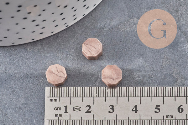 Granulés cire beige taupe nacré à cacheter, fourniture pour sceaux personnalisés et invitations de mariage DIY, x100 (G3604)