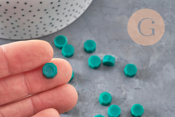 Granulés cire verte à cacheter, fourniture pour création de sceaux personnalisés pour sceaux et invitations de mariage DIY, x100 (G3282)