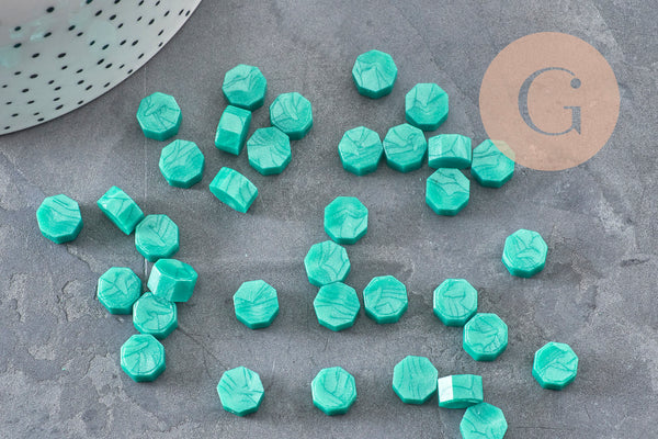 Granulés cire vert nacré à cacheter, fourniture création de sceaux personnalisés pour sceaux et invitations de mariage DIY, x100 (G3970)