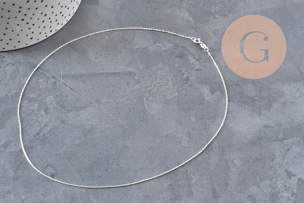 Chaine collier forçat très fine argent 925 massif 0.9mm - 45cm, x1 (G5342)