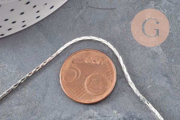 Chaine argentée serpent argentée 1.5 mm, x 5Mètres (G0734)