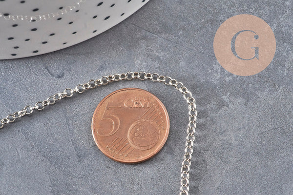 Chaine rollo fer platine 2.5 mm, x 5mètres (G1507)