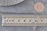 Chaine rolo fer platine 2.5 mm, x 5mètres (G1507)