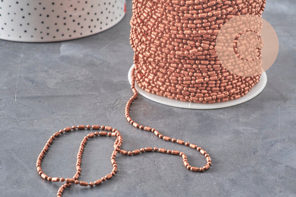 Chaine boule bambou cuivrée,chaine cuivre,chaine bijou, création bijoux,chaine boule,sans nickel,2.5mm,5 mètres G0731