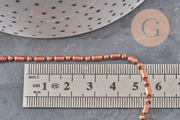 Chaine boule bambou cuivrée,chaine cuivre,chaine bijou, création bijoux,chaine boule,sans nickel,2.5mm,5 mètres G0731