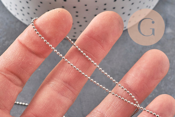 Chaine boule laiton platine facetté 1.5mm, x 5Mètres (G1665)