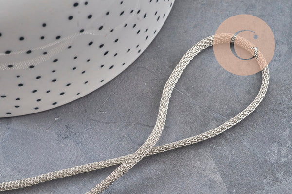 Chaine mesh serpent fer platine 4mm, x1 metre (G2320)