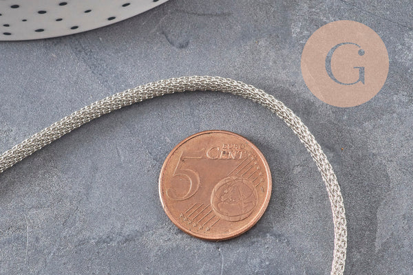 Chaine mesh serpent fer platine 4mm, x1 metre (G2320)