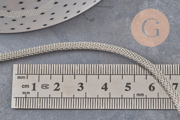 Chaine mesh serpent fer platine 4mm, x1 metre (G2320)