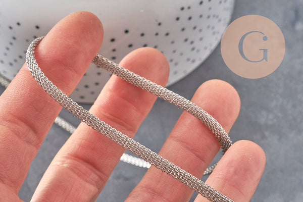 Chaine mesh serpent fer platine 4mm, x1 metre (G2320)
