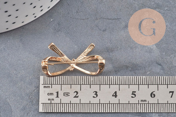 Broche noeud zamac doré ou argenté 35mm, x1 (G11089)