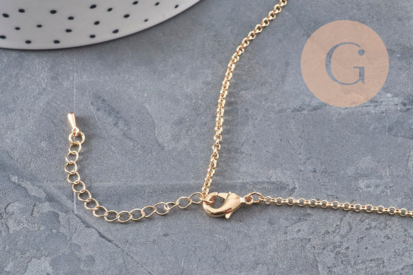 Collier locket rond porte-photo verre laiton doré 18K, x1 (G11087)