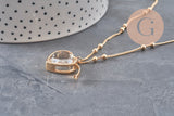 Collier locket cœur porte-photo verre laiton doré 18K, x1 (G11088)