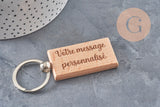 Porte-clef rectangle bois personnalisable 63.5mm, x1 (G9633)