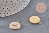 Pendentif rond motif hirondelle acier 304 inoxydable doré 16mm, x1 (G11104)