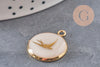 Pendentif rond motif hirondelle acier 304 inoxydable doré 16mm, x1 (G11104)